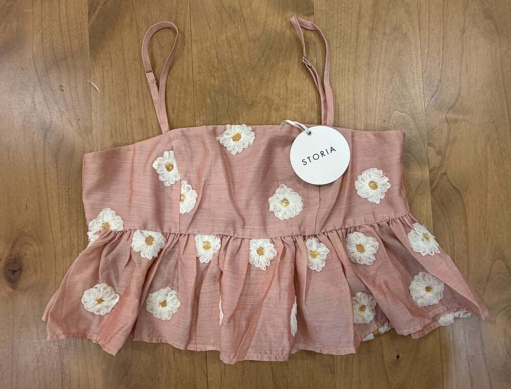 Storia Daisy Flower Peplum Camisole Crop Top Size S Pink